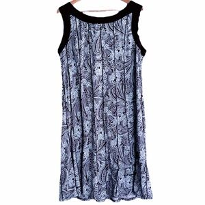 Perceptions Black and Blue Paisley Design Sleeveless Dress Size 1X
